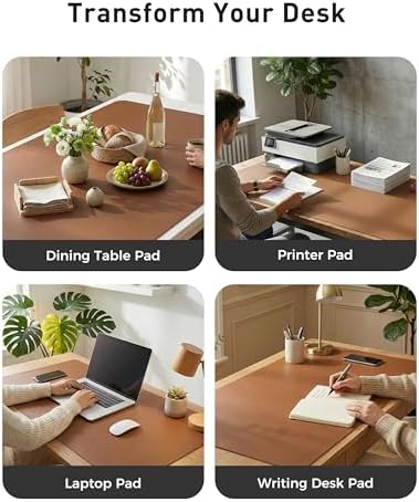 Aothia Faux Leather Desk Mat - Large Mouse Pad, Non-Slip PU Leather Blotter, Waterproof Writing Surface for Office and Home (Brown, 63" x 17") - Image 6