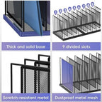 9-Section Desk File Organizer, Vertical File Holder, Mesh Desktop File Folder Metal File Organizer Stand for Office Home Classroom, Black, 2 Pack - Image 5