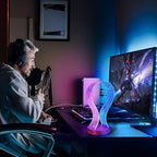Lampeez Headphone Stand Headset Holder with Blue Pink LED Night Light Walnut Wood for Gamers, Music Lovers Gift Idea - Image 5