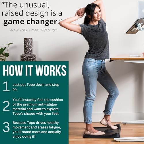 Standing Desk Mat - Topo Mini by Ergodriven | The Smaller Not-Flat Anti-Fatigue Standing Desk Mat with Calculated Terrain | Ultra-Thick Premium Comfort Foam, Durable, No PFAs or PVC | Obsidian Black - Image 3
