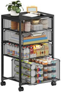 Sbanmao Rolling Storage Cart with Drawers, 4 Drawers Storage Cart, Black by shengbaomaoyi