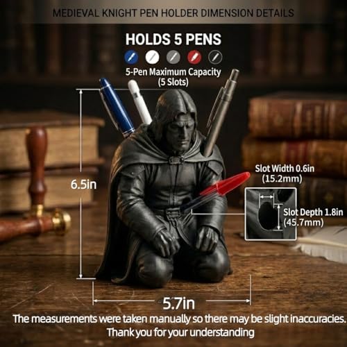 Warrior Pen Holder for Desk, Fallen Hero Pencil Holder, Black Resin - Image 2