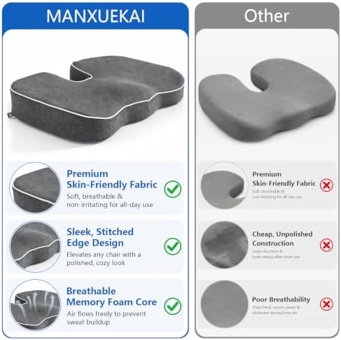 Seat Cushion,Memory Foam Office Chair Cushion Tailbone Sciatica Pain Relief - Image 7