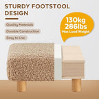 Small Foot Stool Ottoman, Sherpa Footstool Ottoman Foot Rest for Couch, Rectangle Footstools and Ottomans Small for Living Room, Entryway and Bedroom (Light Brown) - Image 3