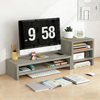 Solid Wood Monitor Stand Riser & Laptop Stand Desk Organizer - Office Accessories for PC Workspace, Computer Organization, Countertop Hutch Light Grey Log Combination 2 by Unknown