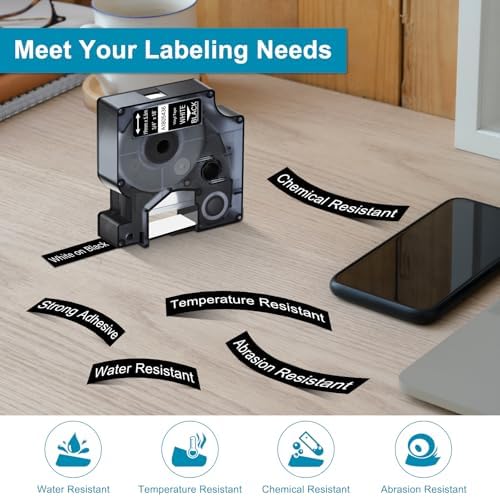 5 Pack Compatible for DYMO Rhino Industrial Vinyl Labels 1805436 3/4" 19mm - Image 5