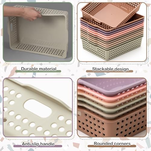 Geetery 12 Pack Classroom Storage Baskets with Handle,Terrazzo Color - Image 3