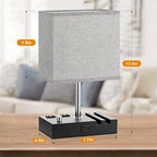 Kakanuo Grey Bedside Table Lamps Set of 2 - Dimmable, USB C+A, 2 AC Outlets - Image 6