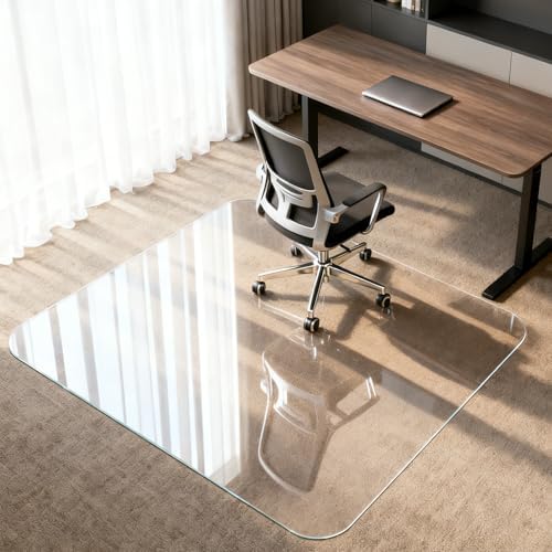 Kuyal Chair Mat for Carpet, Heavy Duty Tempered Glass Office Chair Mat by Kuyal