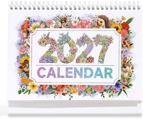 icceemee 2027 Calendar Desk Calendar DIY Diamond Painting Art with Animals theme Calendar, Monthly Flip Planner with To-Do List, Handmade Craft for Office & Home Decor Gift by ICCEEMEE