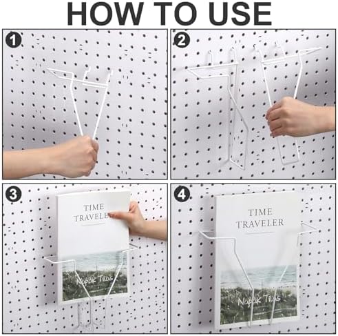Wonderjune 4 Pcs Expandable Literature Display for Pegboard, White - Image 5