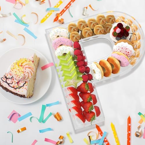 13.8" Extra Large Acrylic Letter Charcuterie Board Box, Reusable Fillable Letter Cake Candy Dish Display Serving Tray for Birthday Anniversary Party Decoration (P) - Image 5
