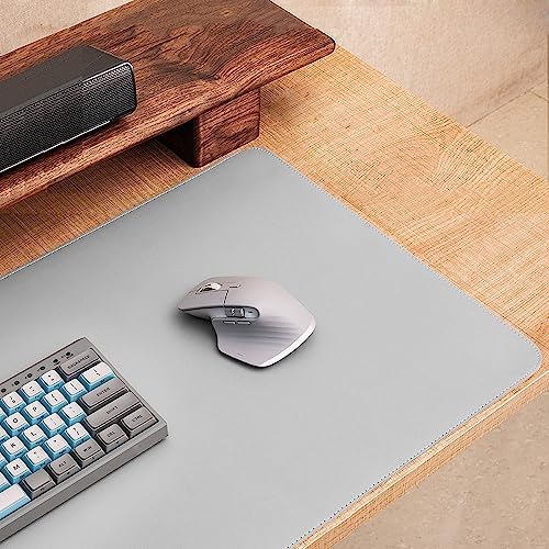 Ruby Lil Waterproof Leather Mouse Pad, Natural Cork & PU Leather Dual Side, Office Desk Writing Mat with Stitched Edge for Office Work/Home/Decor,Gray,70x40cm by RubyLil