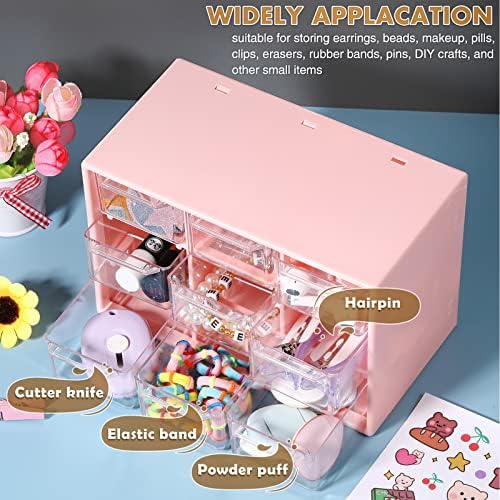 Amyhill 6 Pcs Mini Drawer Organizer Small Organizer with 9 Drawers Plastic Desktop Craft Storage Box for Office Home Room Jewelry Cosmetics Collection(Pink) - Image 5