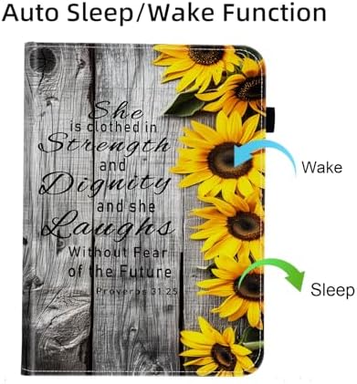 Case for Samsung Galaxy Tab S10 FE Plus 13.1 Inch 2025 Model (SM-X620/X626),Card Slot PU Leather TPU Case Pen Holder Auto Wake Sleep,Sunflower Bible Verses Proverbs 31:25 - Image 7