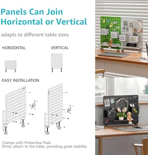 PEGZONE Clamp on Desk Pegboard, 16.5" x 12.6", with 10 Accessories, Black - Image 2