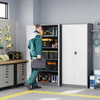 Letaya Metal Garage Storage Cabinets with Lock Door and Adjustable Shelves, Steel Tool Cabinets for Home,Office,Warehouse Organisieren (Gery White, 71" H) - Image 2