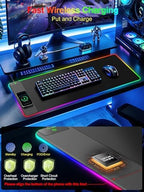 Wireless Charging Mouse Pad Gaming, 31.5"x15.8" Large Desk Mat, Waterproof - Image 4