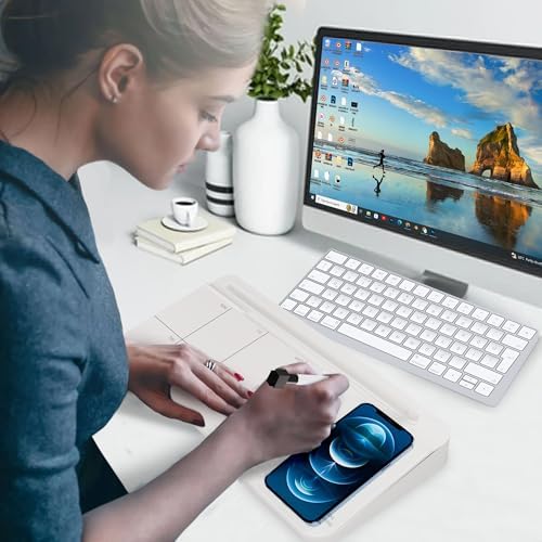 NEXTLUXE Glass Desk Whiteboard with Wireless Charger - Desktop Whiteboard with Storage, Weekly Planner, Dry Erase Pad, Organizer Drawer for Home, School, Office Gadgets – White - Image 4