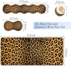 TGFEWYTJYJ Extended Gaming Mouse Pad,Memory Foam Ergonomic Keyboard Mouse Wrist Rest Support Set,Large Desk Mat with Stitched Edges,Non-Slip Base Mousepad Home Office,Leopard Print - Image 2