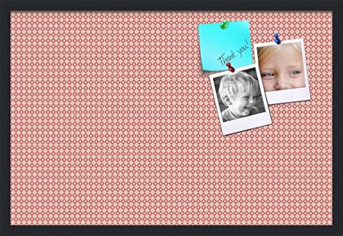 PinPix 30x20 inch Cork Bulletin Board. This Decorative Framed Pin Board Comes with Diamond Pattern in Pink and Beige Design and Satin Black. Ideal for Home, Office Decor or School (PinPix-290) by PinPixBulletinBoards
