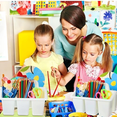 WILLBOND 12 Pcs Classroom Storage Caddies Stackable Utility Caddy, White - Image 2