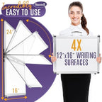 Small Dry Erase White Board – Magnetic Desktop Whiteboard - 16x12 inch 4 Sides Portable Whiteboard for Kids - Tabletop Mini Easel with Cover Bag for Office Desk, Students, Teachers - Image 3