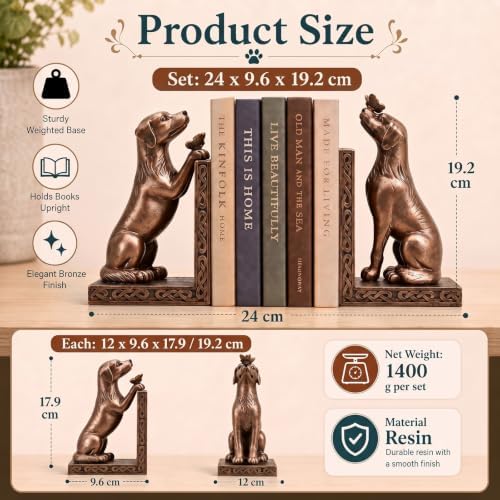 Dog Decorative Bookend for Shelves - Dog Book Ends - Image 2