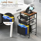 EasyPAG Rolling Storage Cart with 3 Drawers, Under Desk File Cabinet on Lockable Wheels, Movable Letter Size Hanging File Folder Organizer with Wooden Printer Stand for Home Office, Black - Image 4