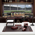 Dacasso Rosewood and Leather Desk Set, 10-Piece - Image 4