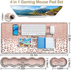 Large Mouse Pad, Office Desk Pad,Laptop Desk Table Protector Writing Mat, Ergonomic Extended Pink Leopard Mouse Pad, Keyboard Wrist Rest Support Set,Proverbs 31:25 Verse Desk Mat Gaming Mouse Pad - Image 3