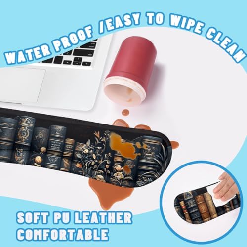 Bookshelf Desk Mat Set Dark Vintage Library Large Mouse Pad with Wrist Rest 4in1 Desk Mat for Desktop Ergonomic Computer Desk Arm Wrist Anti-Slip Computer Ergonomic Mouse Pad Home Office Gaming - Image 5