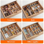 Bamboo Sliding Desk Drawer Organizer 9'' up to 17.9'' x 12'' x 2.2'' Expandable Office Desk Accessories Supplies Tray with 11 Compartments for Pens, Notebooks, Rulers, and Makeup Jewelry Vanity - Image 6