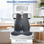 Lumbar Support Pillow for Office Chair,Seat Cushion with Back Support,Office Chair Cushion for Tailbone Pain,Sciatica and Hemorrhoid Relief (Grey) - Image 2