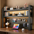 Desk Shelf-Includes a Pegboard and 31-Piece Storage Set, Desk Shelf Organizer for Top of Desk, Desk Hutch for Office & Home Office&Dorm (3-Tier Black Frame + Black Board 21.7×9.8×36.6") by Unknown