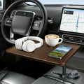 Car Desk for Laptop, 360° Rotation Cup Holder Table, Car Table & Car Food Tray for Tesla Model Y/3, F-150/Ram 1500/GMC Sierra 1500 & Most Vehicles, Car Accessories for Women & Men(Long Pole) by DYNVEX