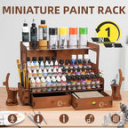 OPHIR Wooden Paint Organizer for 104 Bottles with 2 Brush Holder, 2 Drawer - Image 2