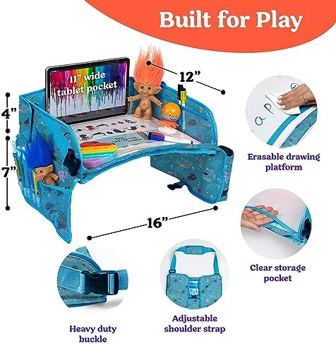 PILLANI Kids Travel Tray for Car - Road Trip Activities for Kids - Car Seat Tray for Kids Travel w/ Activity Sheets, Pens & Dry Erase Board - Toddler Road Trip Essentials & Car Accessories for Kids - Image 4