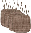 Sweet Home Collection Chair Cushion Memory Foam Pads with Ties Honeycomb Pattern Slip Non Skid Rubber Back Rounded Square 16" x 16" Seat Cover, 4 Pack, Aria Dark Brown by SweetHomeCollection