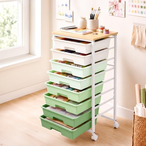 LEHOM Rolling Storage Cart with 8 Drawers, Utility Cart on Lockable Wheels by LEHOM