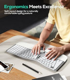 Nulea RT07B Wireless Ergonomic Keyboard - Split Keyboard, Wrist Rest, Natural Typing, Bluetooth and USB Connectivity, USB-C Rechargeable,Compatible with Windows Mac (Grey White) - Image 2