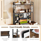 BECOMFORT 37" Desktop Bookshelf, Desk Hutch Dorm with DIY Metal Pegboard - Image 4