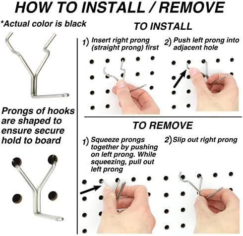 Steel Pegboard Hooks 50-Pack 2" + 4” L Hook, Black - Will Not Fall Out, Fits Any Peg Board - Organize Tools, Accessories, Workbench, Garage Storage, Kitchen, Crafts, Jewelry, Retail - Image 4