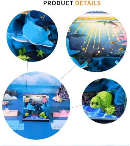 2027 3D Paper Carving Desk Calendar With LED Light (Ocean World) - Image 5
