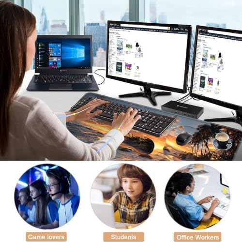 Mouse Pad,Large Pink Desk Mat, 4in1 XXL Mousepad + Keyboard Wrist Rest+Mouse Wrist Rest+Coaster Set with Ergonomic Desk Pad for Home Office Table Computer-Sunset Beach - Image 7