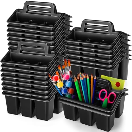 GlikCeil 24 Pcs Classroom Caddy Storage Basket with Handle,Black by GlikCeil