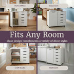 Lavish Home 5 Drawer Office Storage Cabinet, White, 30.75”x15.75”x25.43” - Image 6