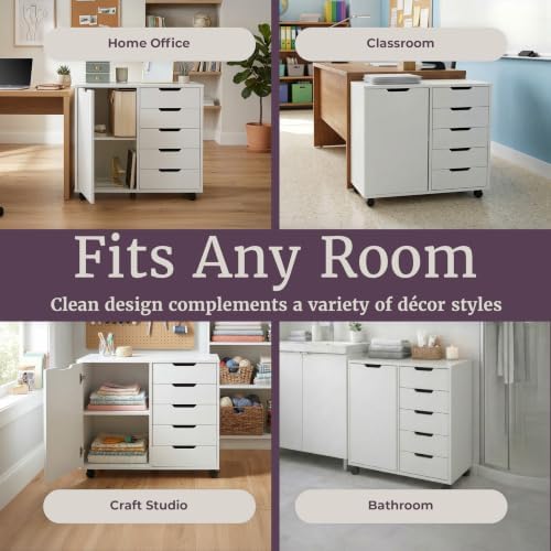 Lavish Home 5 Drawer Office Storage Cabinet, White, 30.75”x15.75”x25.43” - Image 6