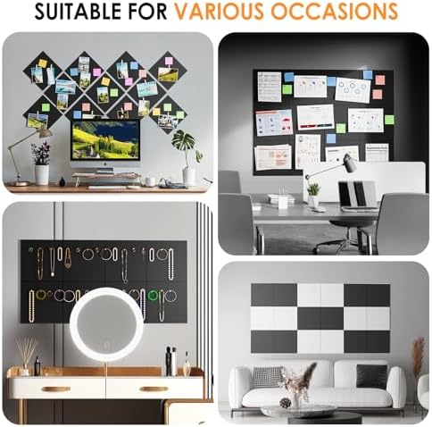 MaxGear Felt Bulletin Board 48" x 36", Black Felt Wall Tiles Wall Decor - Image 6