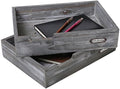 MyGift Ash Gray Wood Paper Tray Organizer, Stackable File Trays Set of 2 by MyGiftHome